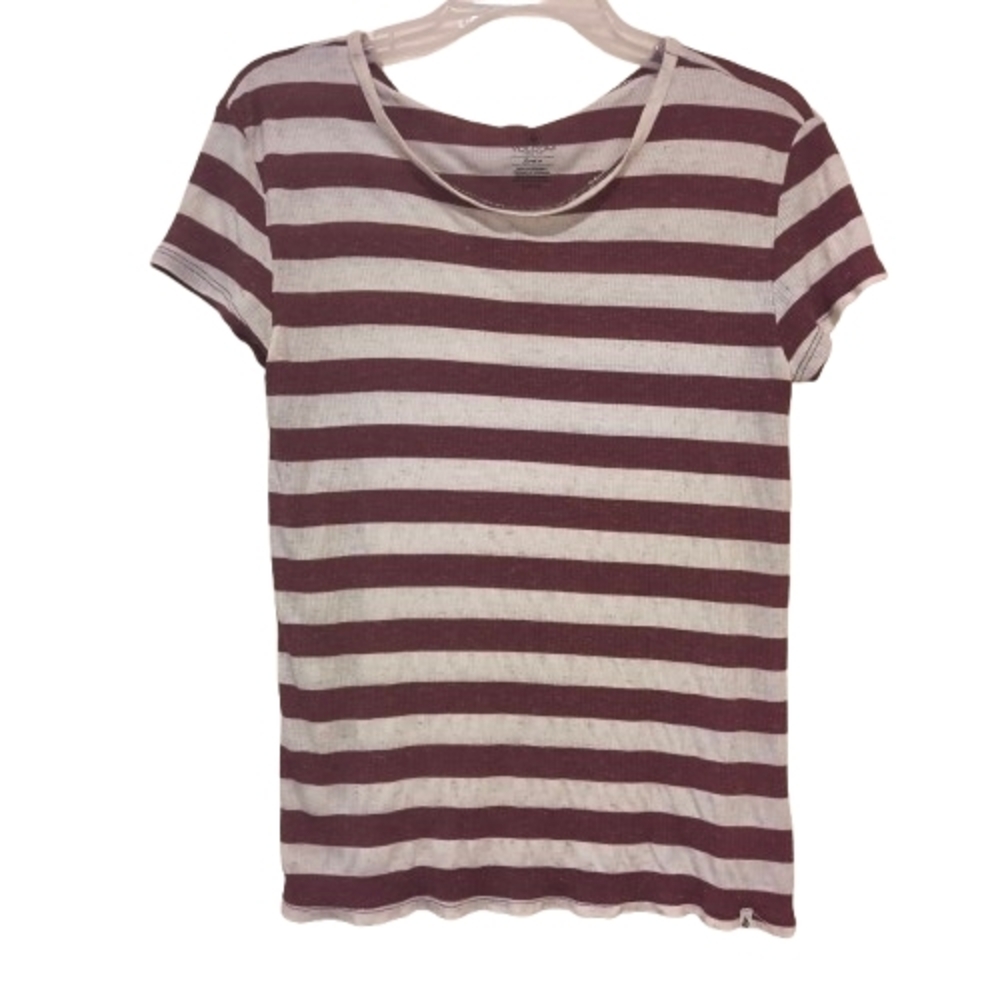 Volcom Burgundy and White Striped Tee